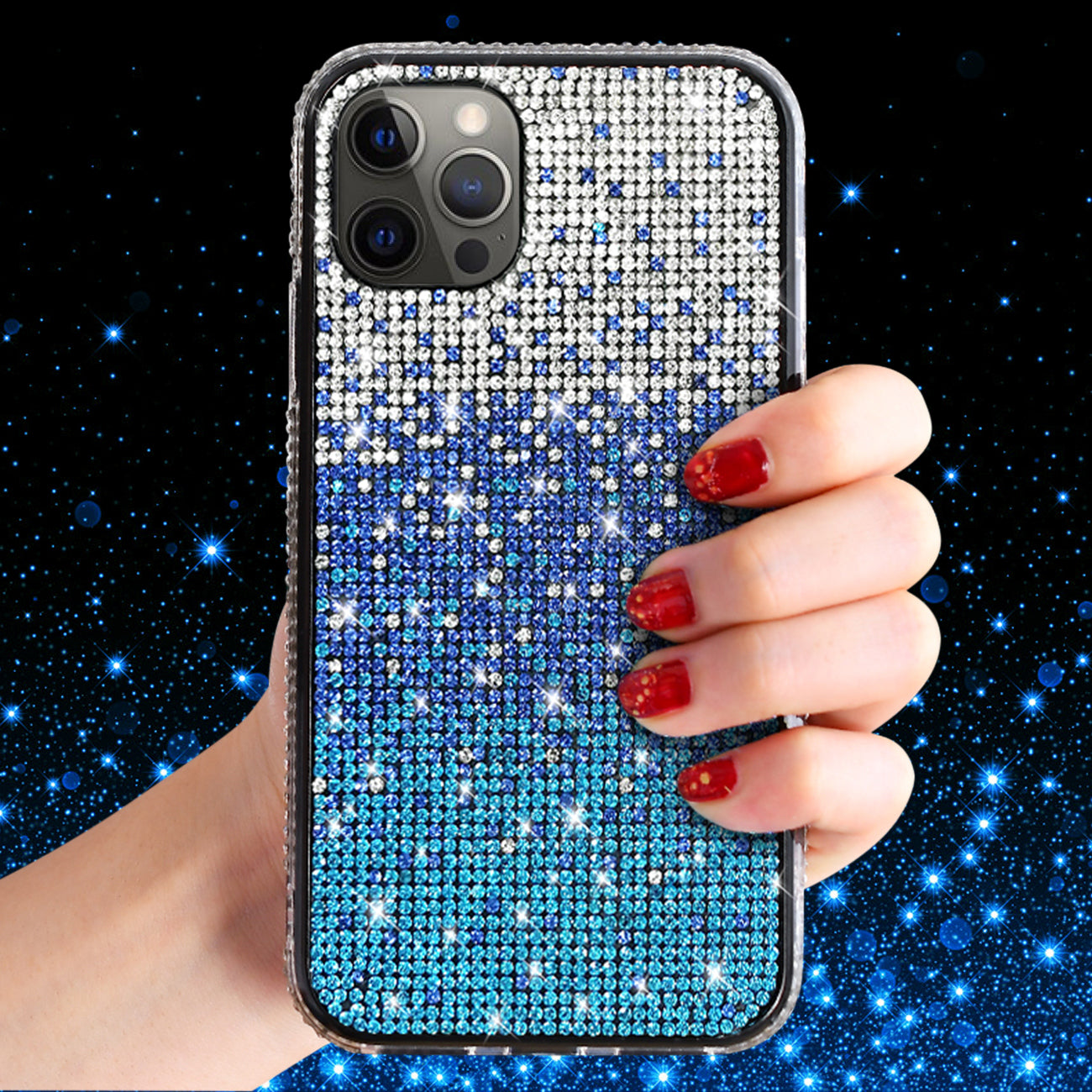 Reiko Design Diamond Case For APPLE IPHONE 12 /IPHONE 12 PRO In Blue